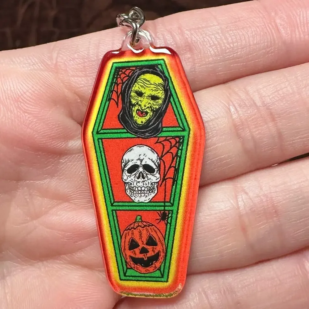 Spooky coffin keychain plastic